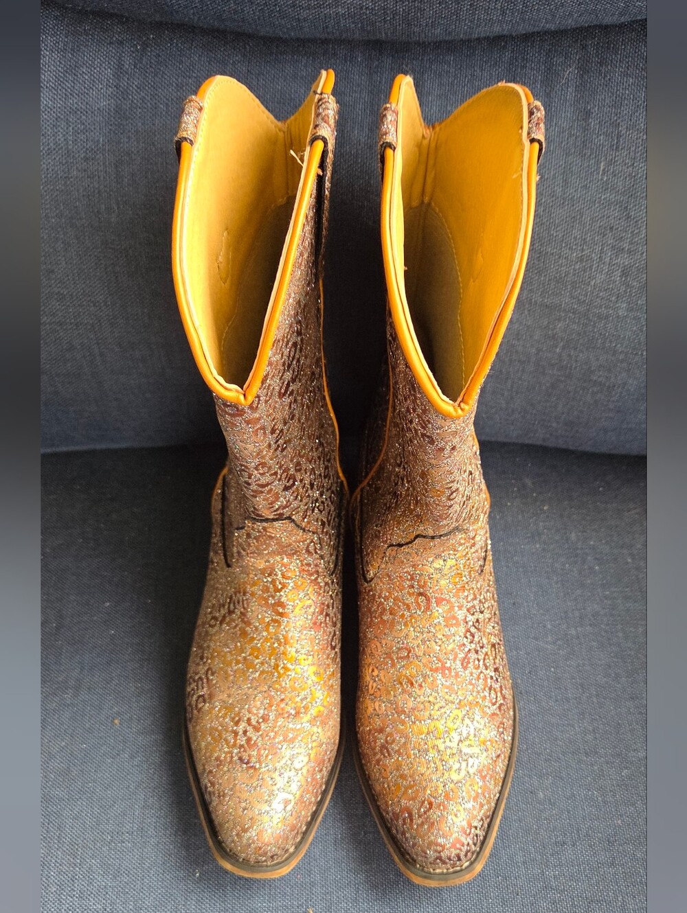 Ropers Size Kids Metallic Gold Western Boots -Fashion Cowboy Boots